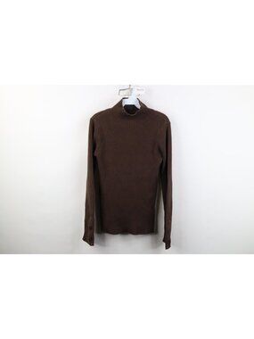 Vtg Y2K 2006 Gap Womens Large Faded Babydoll Ribbed Knit Mock Neck Sweater Brown
